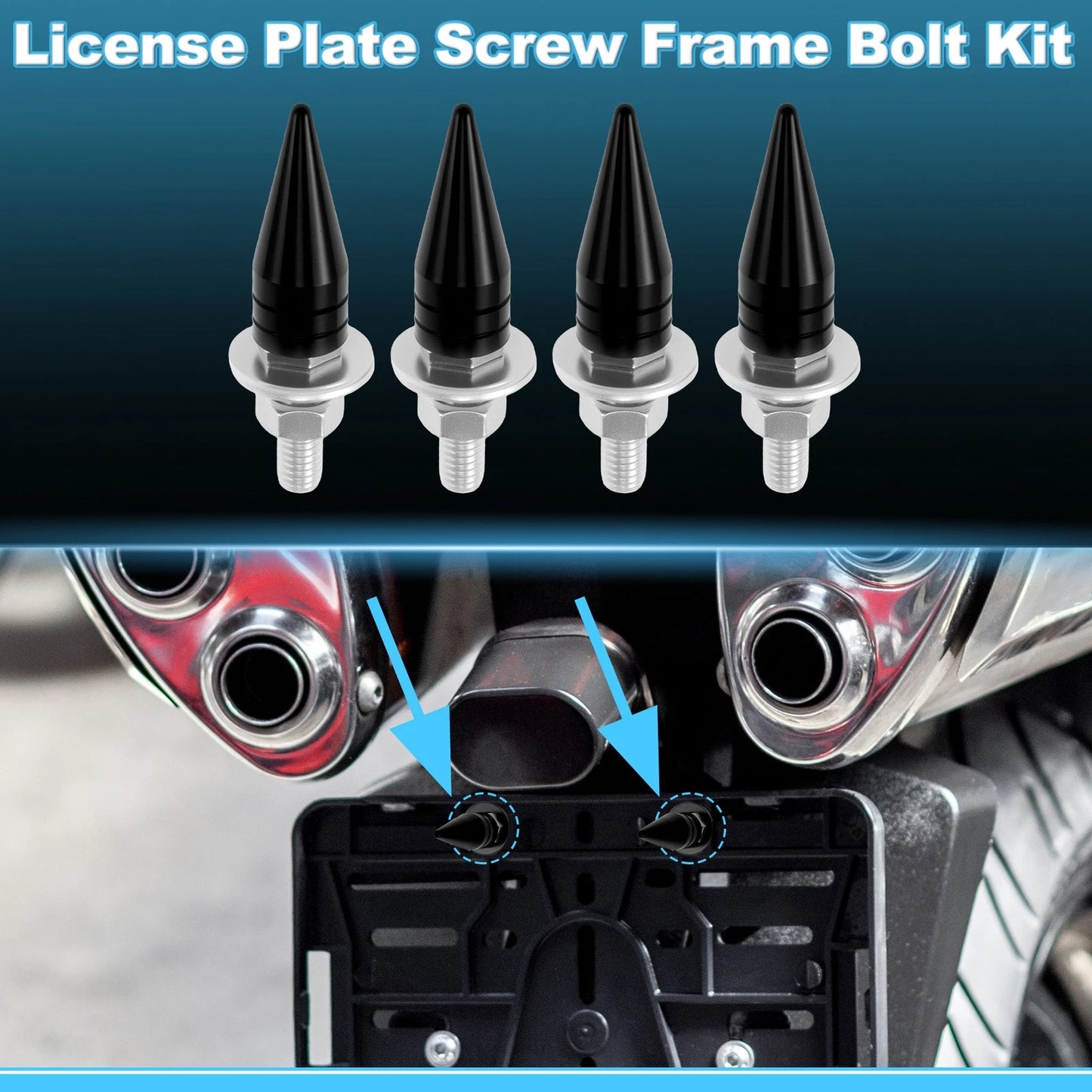 License Plate Screws Cover 5.4 cm Black 4 pcs for Universal Motorcycle M6
