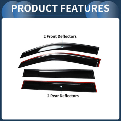 Window Deflectors for Toyota Highlander Side Window Vent Visors Black 2008