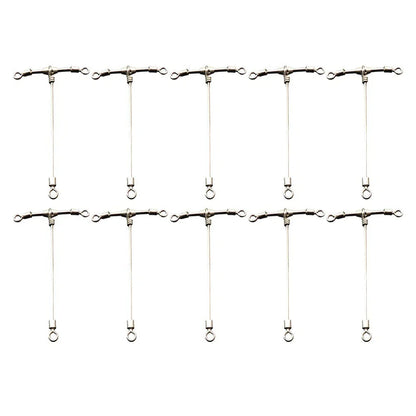Boat Fishing Swivels 10pcs T-Shape Rolling Connector with Glow Beads for Catfish