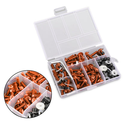 158 Piece M5/M6 Bolt Set for Orange Aluminium Fairing Trim