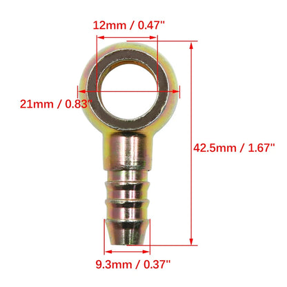 8mm ID Hose Barb 12mm Banjo Fitting Fuel Line Adapter 2 x for Motorcycle Car