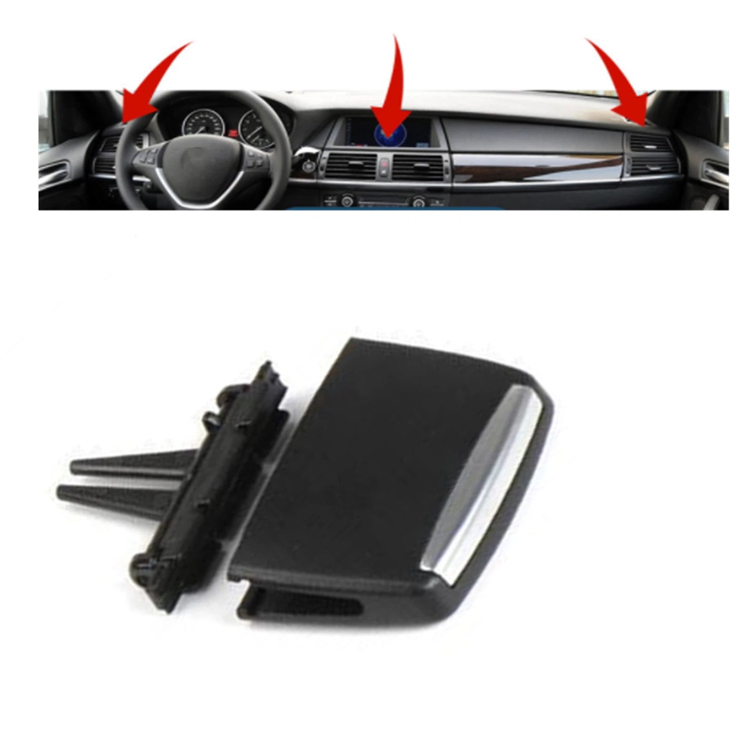 1x Black Front Air Conditioner Vent Outlet Tab Clip for BMW X5 E70 X6 E71 (2007-2013)