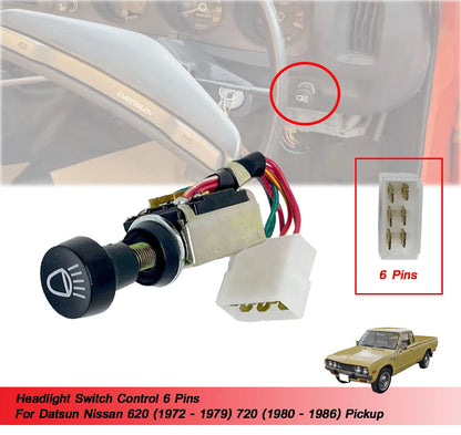 6 Pin Headlight Switch Control Knob for Datsun Nissan 620 720 (1972-1986)