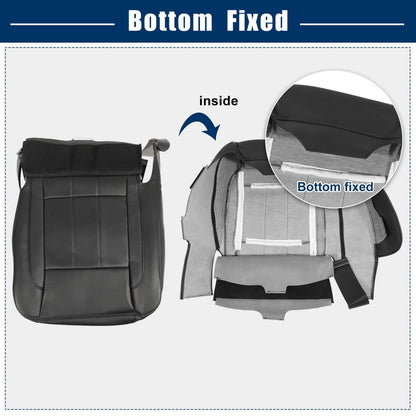 Seat Bottom Cover Black Faux Leather Protector for Dodge Ram