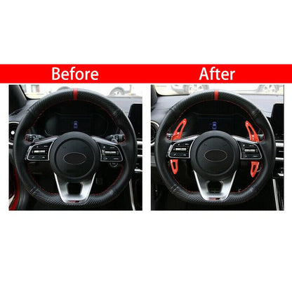 Red Steering Wheel Shift Paddle Extensions for Kia Forte (2019)