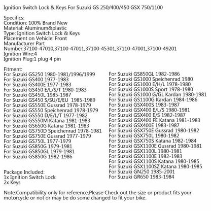 Ignition Lock Cylinder for Suzuki GS550, GS450, GS400, GS250, GS1000, GSX1100 (1976-1983)
