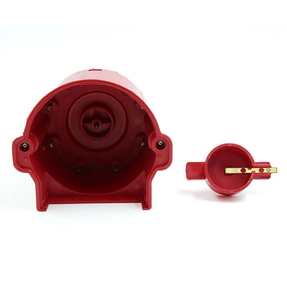 Red Ignition Distributor Cap and Rotor External Coil for Chevrolet DC 12V