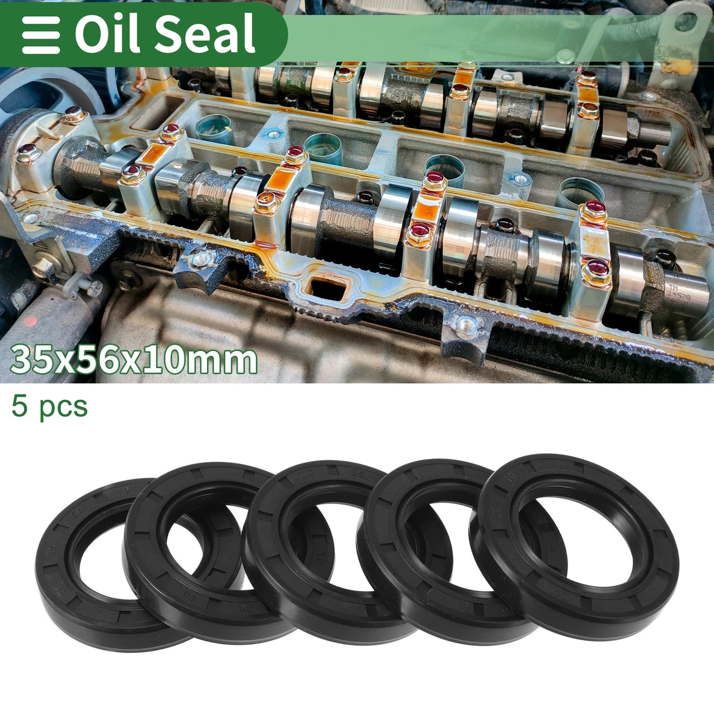 Oil Seal 35x56x10mm NBR Black 5 Pcs