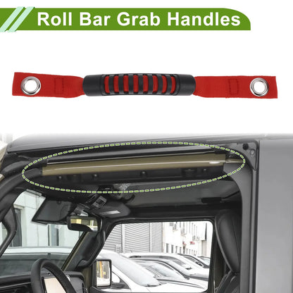 Roll Bar Grab Handles for Jeep Wrangler 2018-2024 - Black & Red