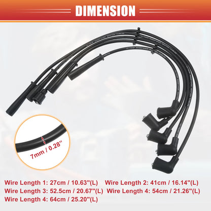 5pcs Spark Plug Wire Ignition Coil Cable for Mazda B2200 B2600 (1986-1993)