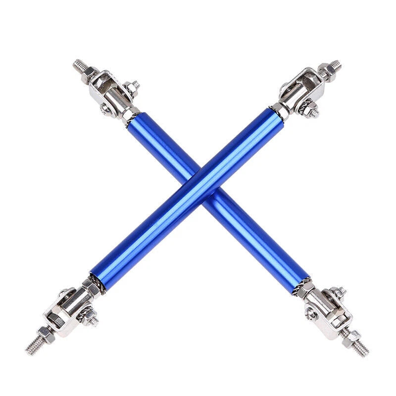 Blue Adjustable Front Bumper Lip Splitter Strut Rod Tie Support Bar for Universal