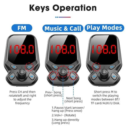 Wireless FM Transmitter USB Charger for Car MP3 Player Calls Hands-Free