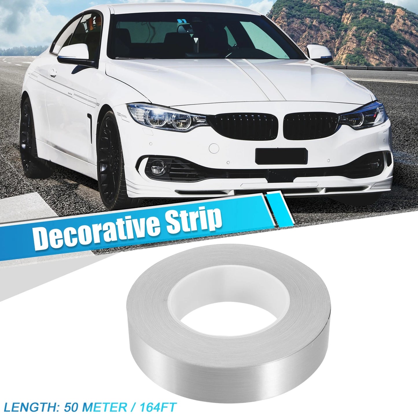 Decorative Strips 1.2" Width 164ft Waterproof Silver Tone for Car Motorcycle