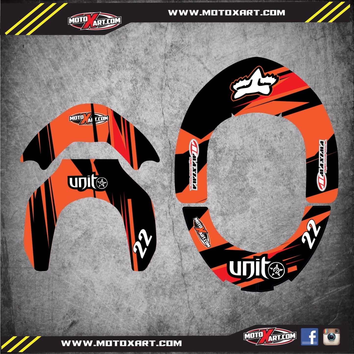DIGGER Style Graphics Decals for Ortema V3.0 Custom Rider ID Kit