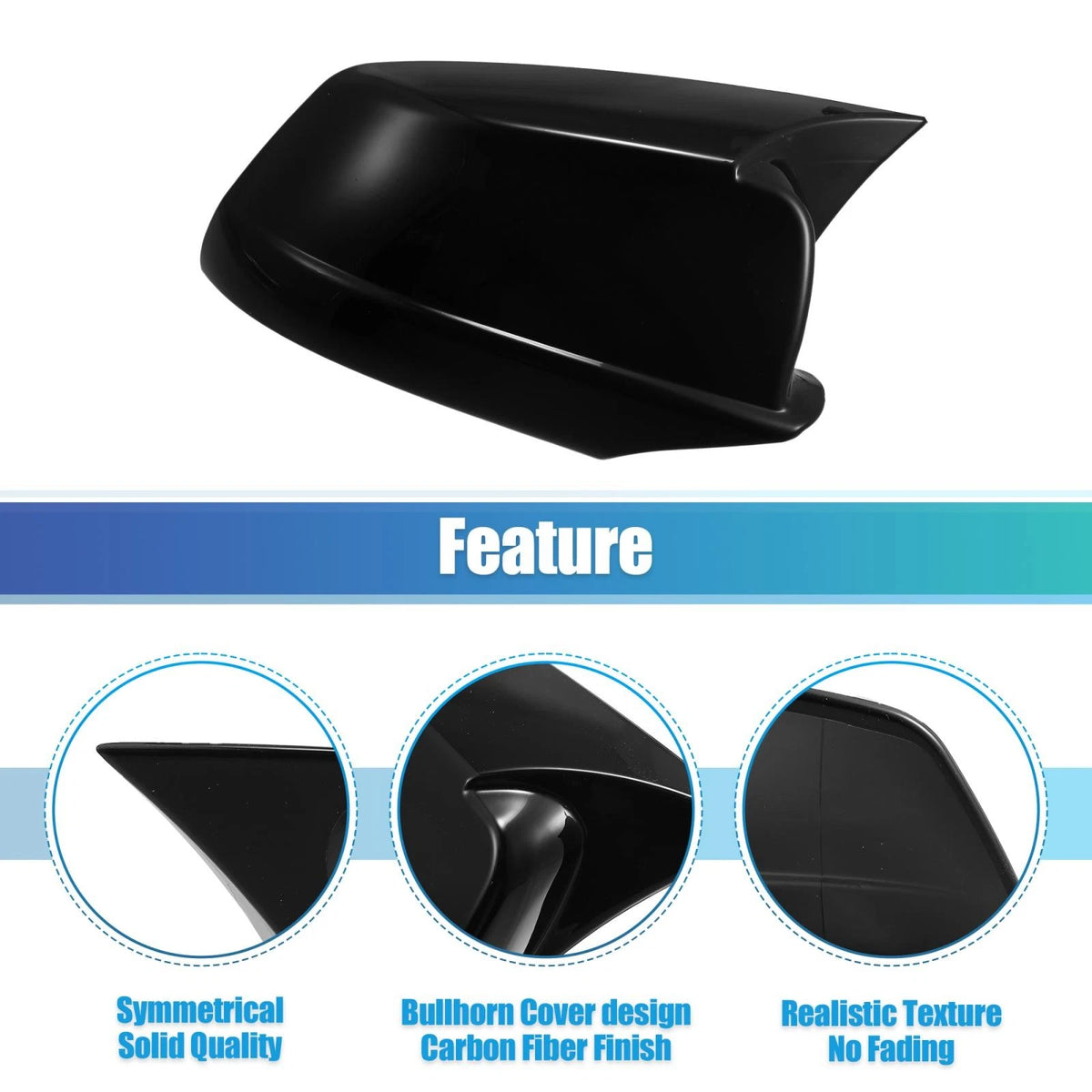 Black  Door Wing Rearview Side Mirror Cover Caps for BMW 535i GT (2011-2013)