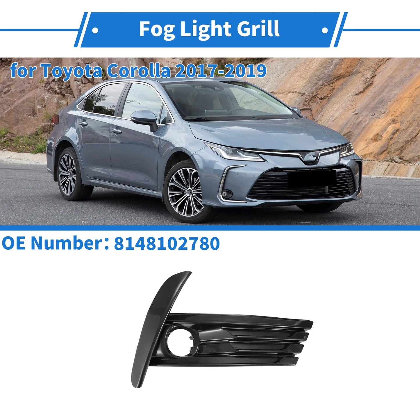 Front Right Fog Light Grill for Toyota Corolla (2017–2019)