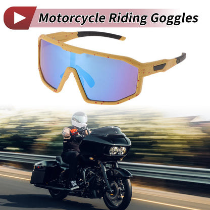 Riding Goggles Blue Lens Yellow Red Frame Tri-Acetyl Cellulos for Motorcycle