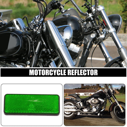 2 x 87mm Green Rectangular Reflective Warning Reflector for Motorcycle