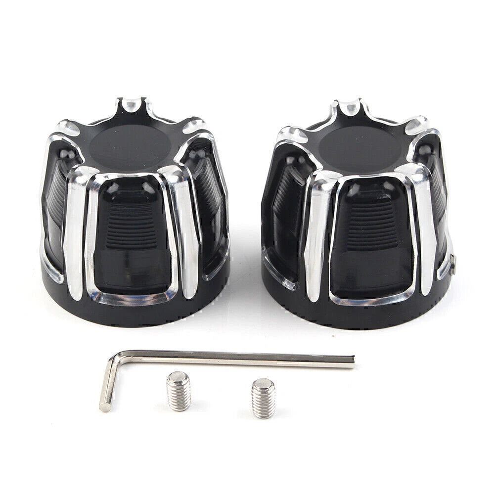 Aluminum Front Cut Axle Nut Cap Covers for Harley Softail Touring Street Glide