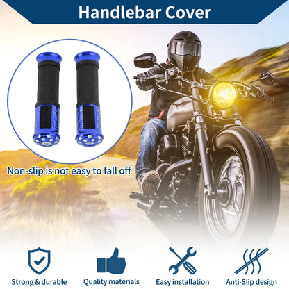 23 x 25 mm Hand Grips Cover for Motorcycle Aluminum Alloy Rubber Blue 1 Pair