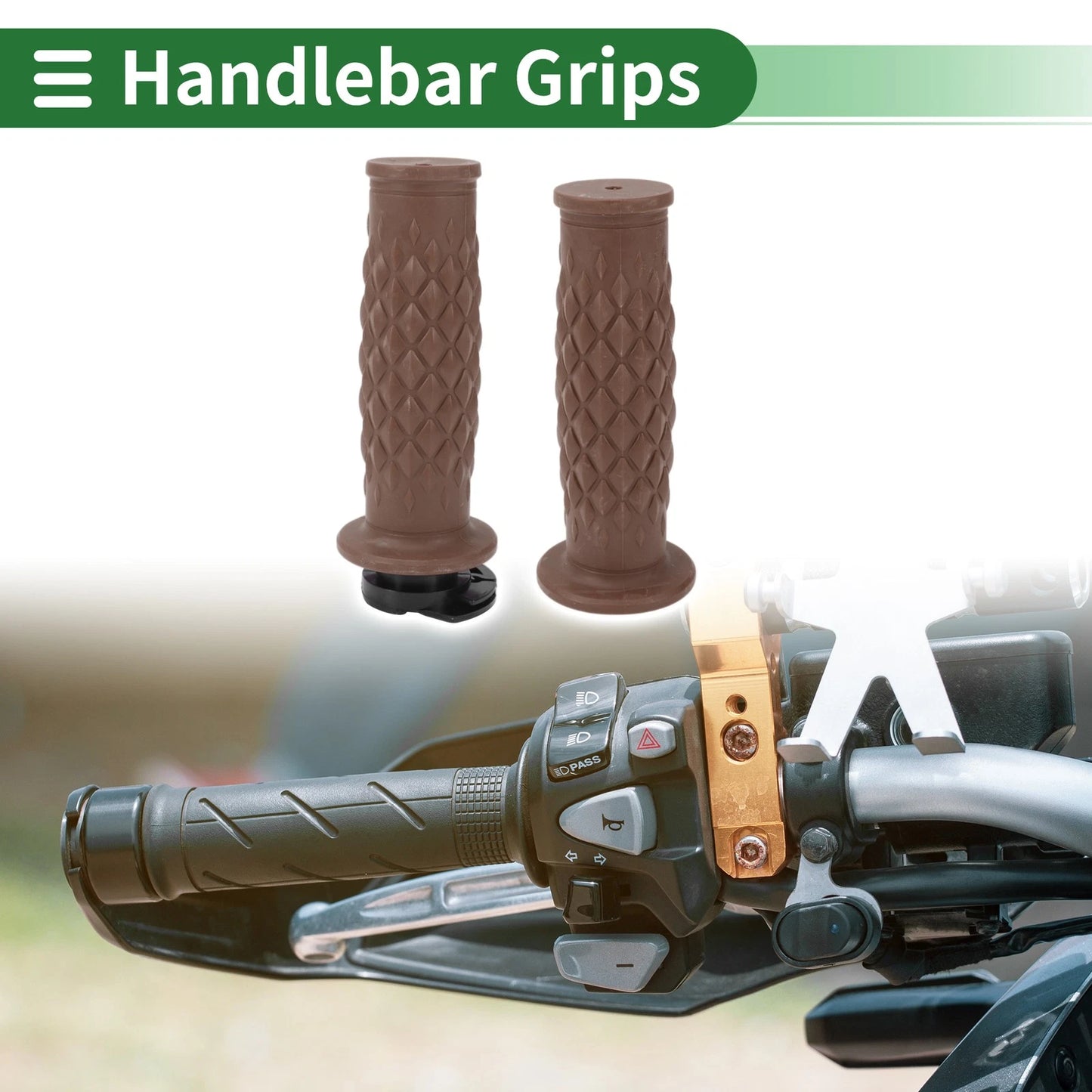7/8" 22mm Hand Grips TPU Light Brown for Motorcycle