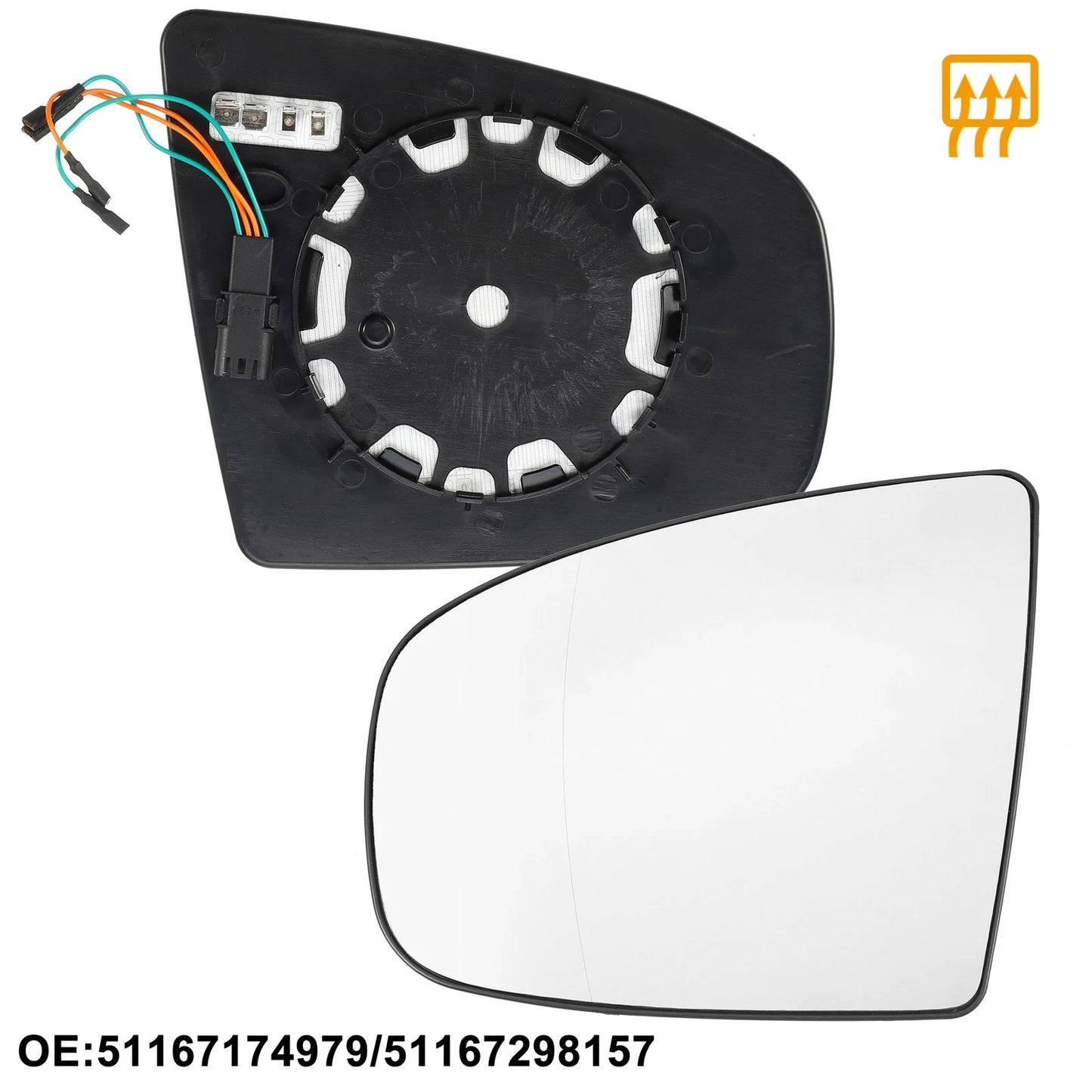 Heated Left Side Mirror Glass Replacement for BMW X5 X6 (2007-2013)