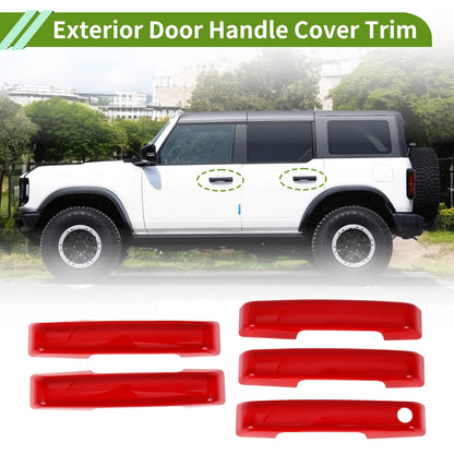Exterior Door Handle Cover Trim for Ford Bronco (2021-2025) Red ABS 1 Set