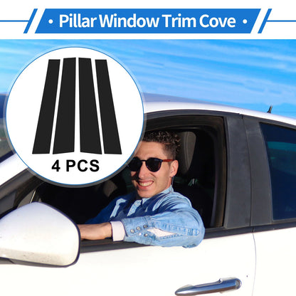 4 Pcs Door Pillar Window Trim for Mitsubishi L200 (2005-2014) Black