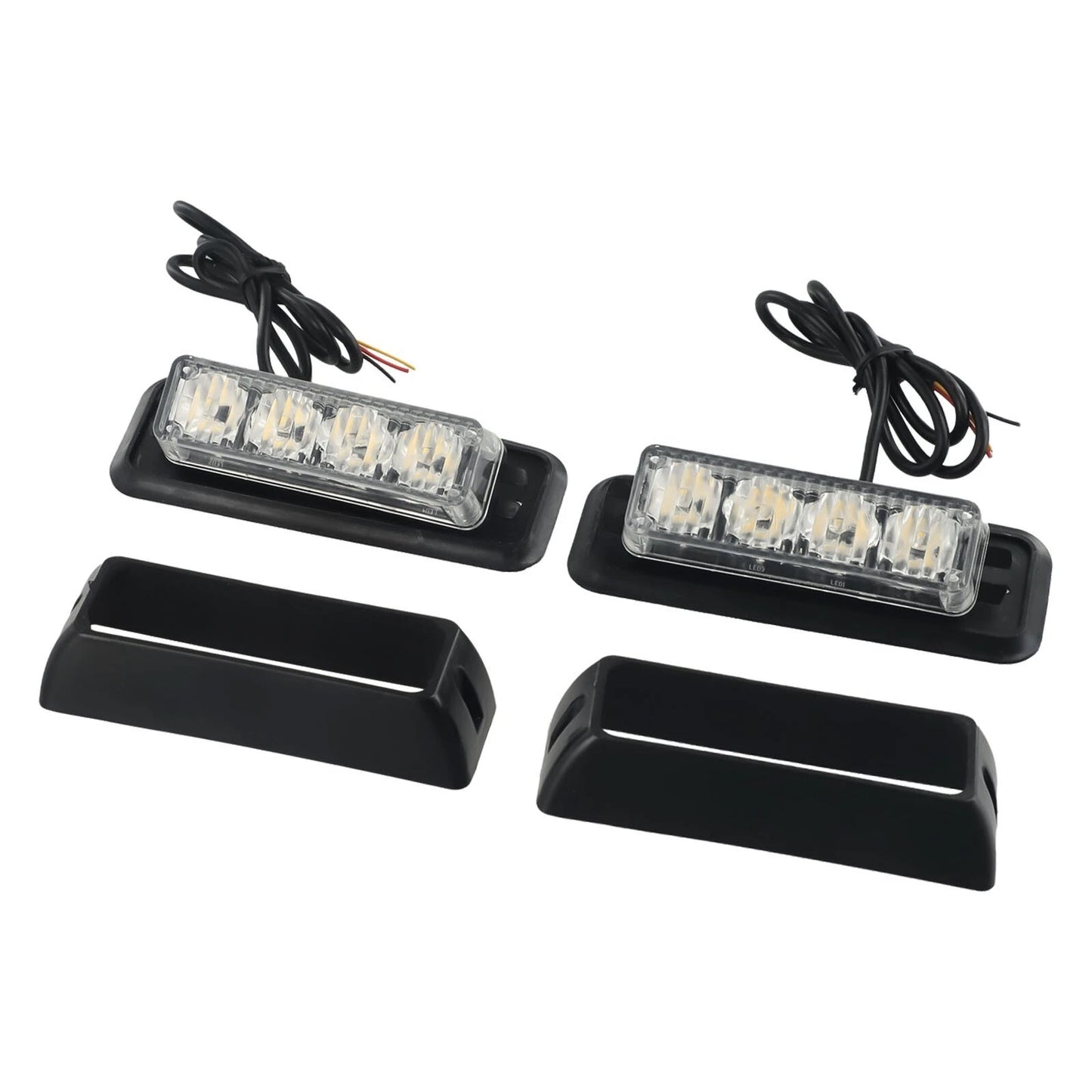 2 x 4-LED Amber Light Lamp Recovery Flashing Breakdown Strobe Grill 12-24V