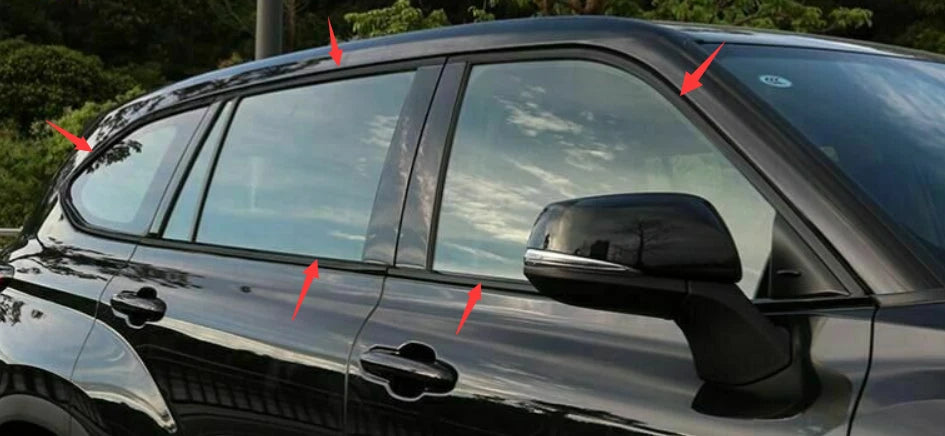 Steel Black Window Side Molding Trim for Toyota Highlander (2020-2023)