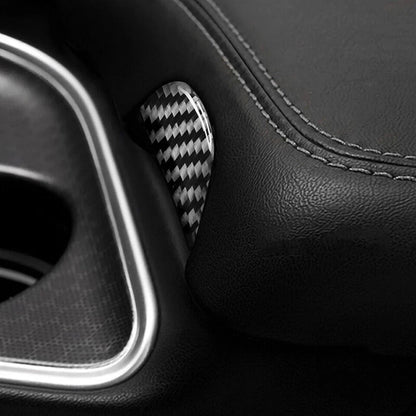 Carbon Fiber Center Armrest Box Button Trim Cover for Dodge Challenger (2015+)