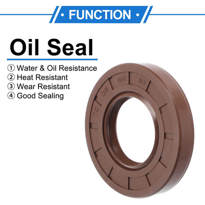 Oil Seal 32x62x10mm Brown 2 x FKM Rubber Rotary Shaft Seal