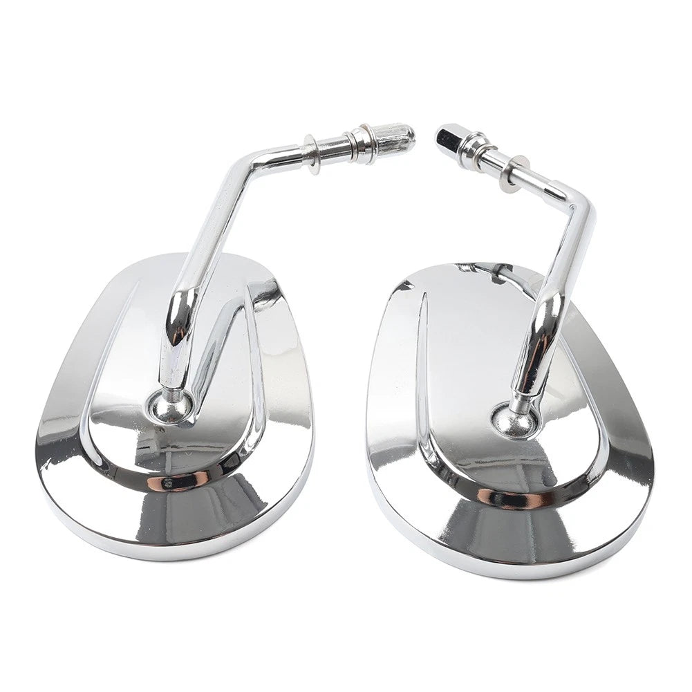 Teardrop Short Stem Chrome Side Mirrors for Harley Electra Glide