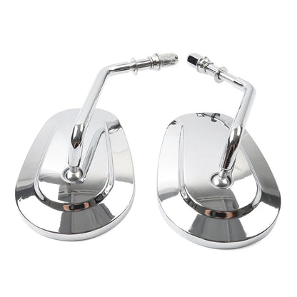 Teardrop Short Stem Chrome Side Mirrors for Harley Electra Glide