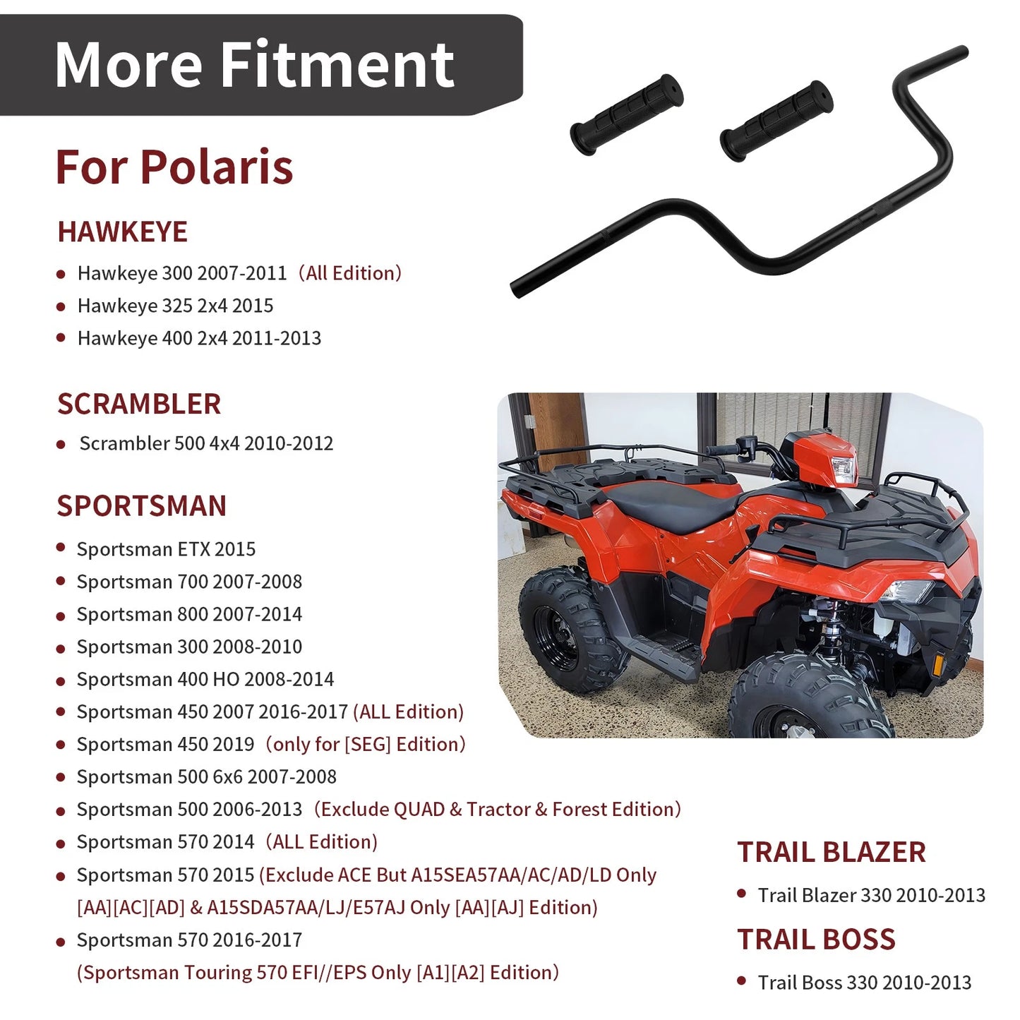 Handle Bar w/Grips for Polaris Sportsman 570 2014-2017