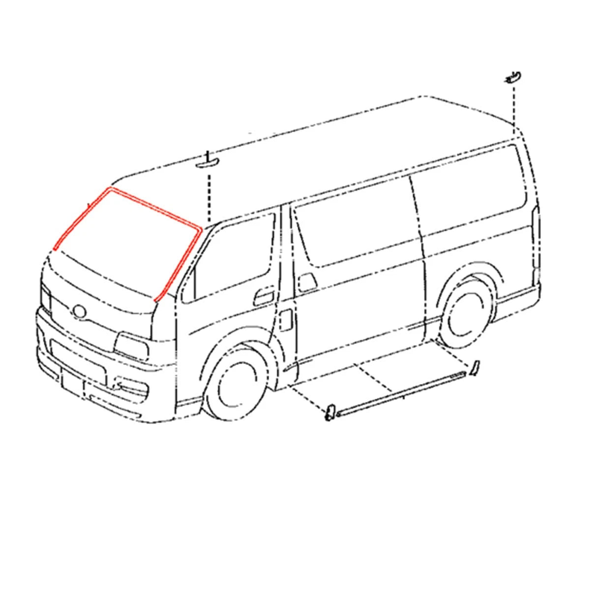 Front Windshield Moulding for Toyota Hiace Van 2005-2019