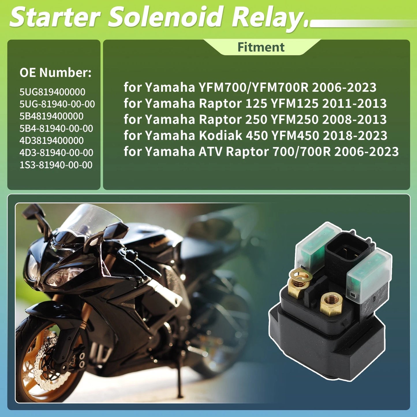 Starter Solenoid Relay for Yamaha YFM700/YFM700R