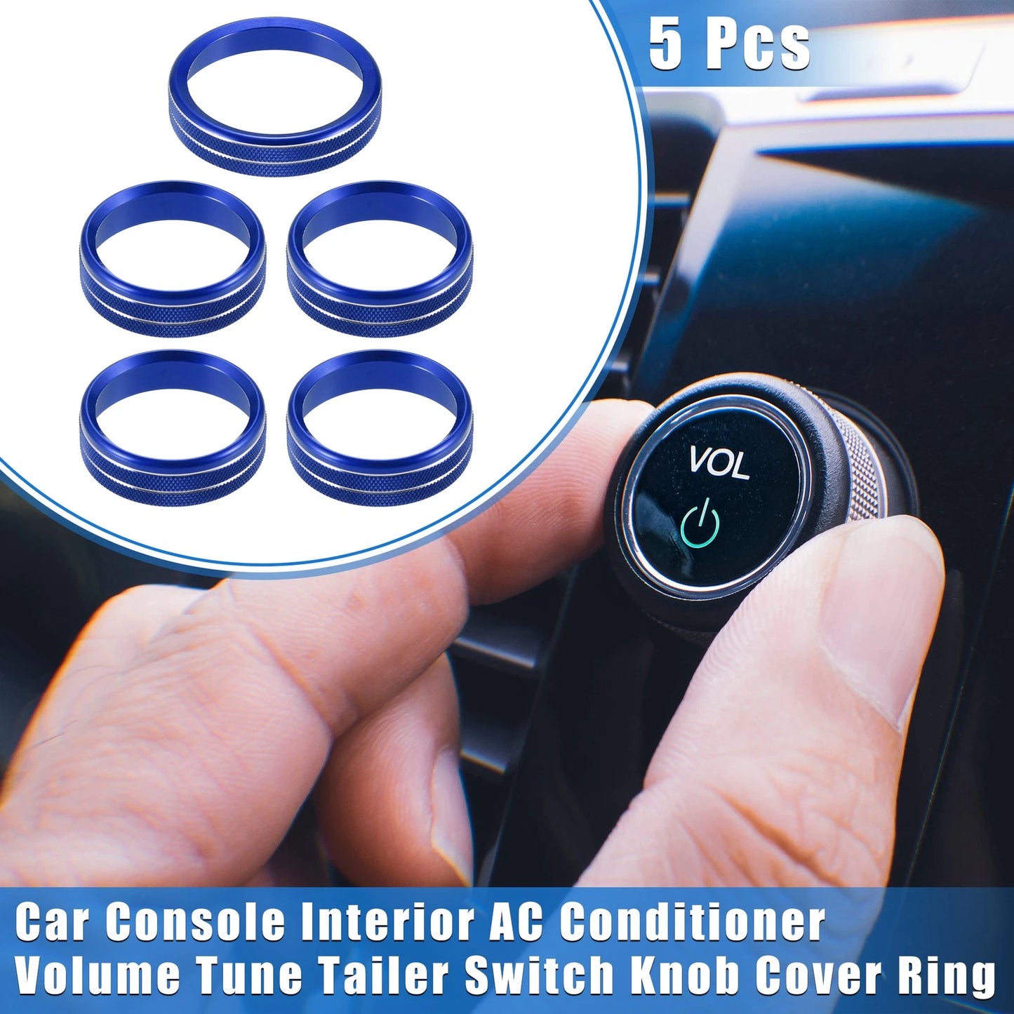 5 x AC Volume Tune Tailer Switch Knob Cover Rings for Ford F150 (2016-2019)