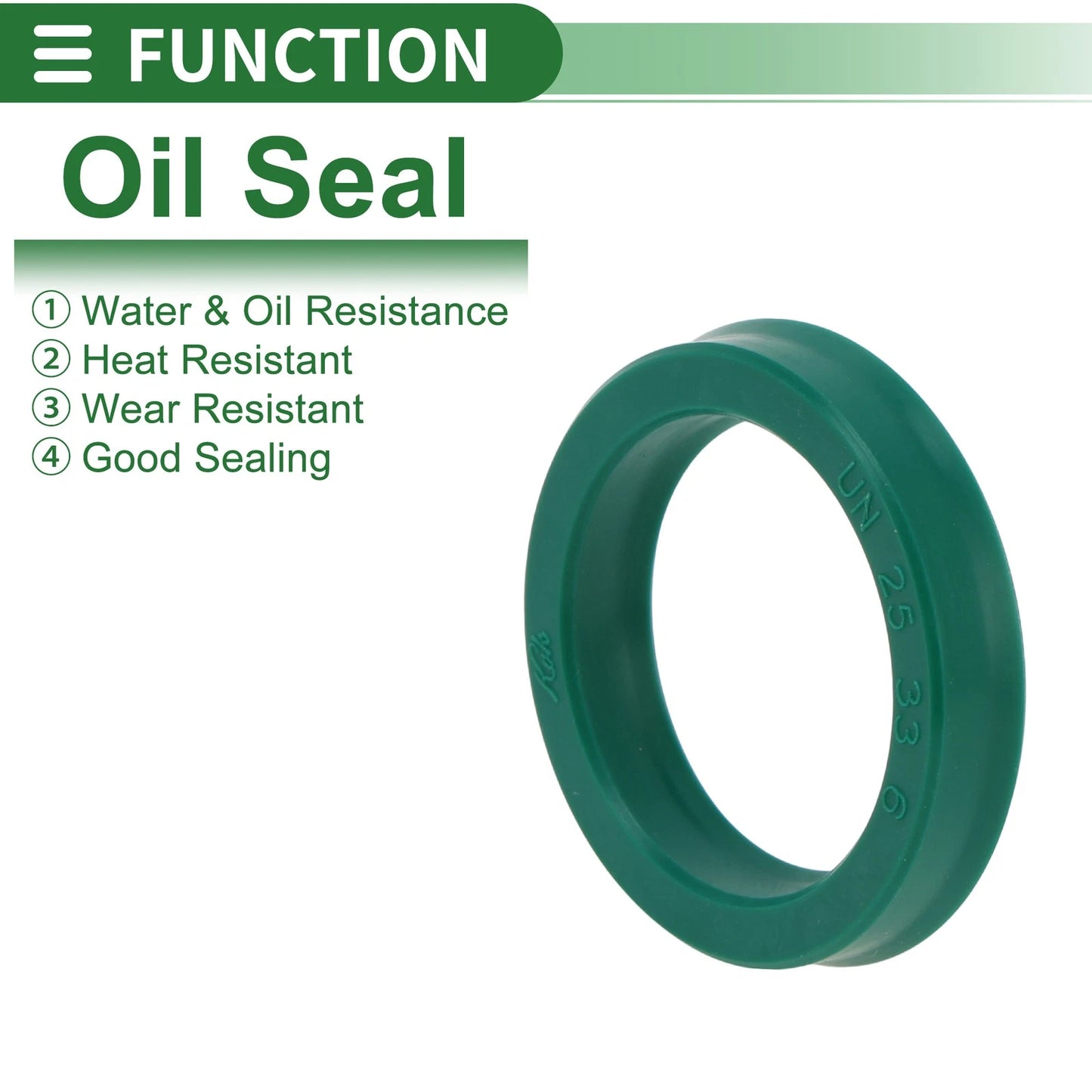 Oil Seal Rotary Shaft TPU 25x33x6mm High Pressure Green 5 pcs