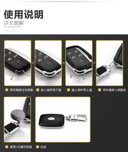 Orange Car Remote FOB Leather Key Cover Case Fit For Land Rover Range Rover