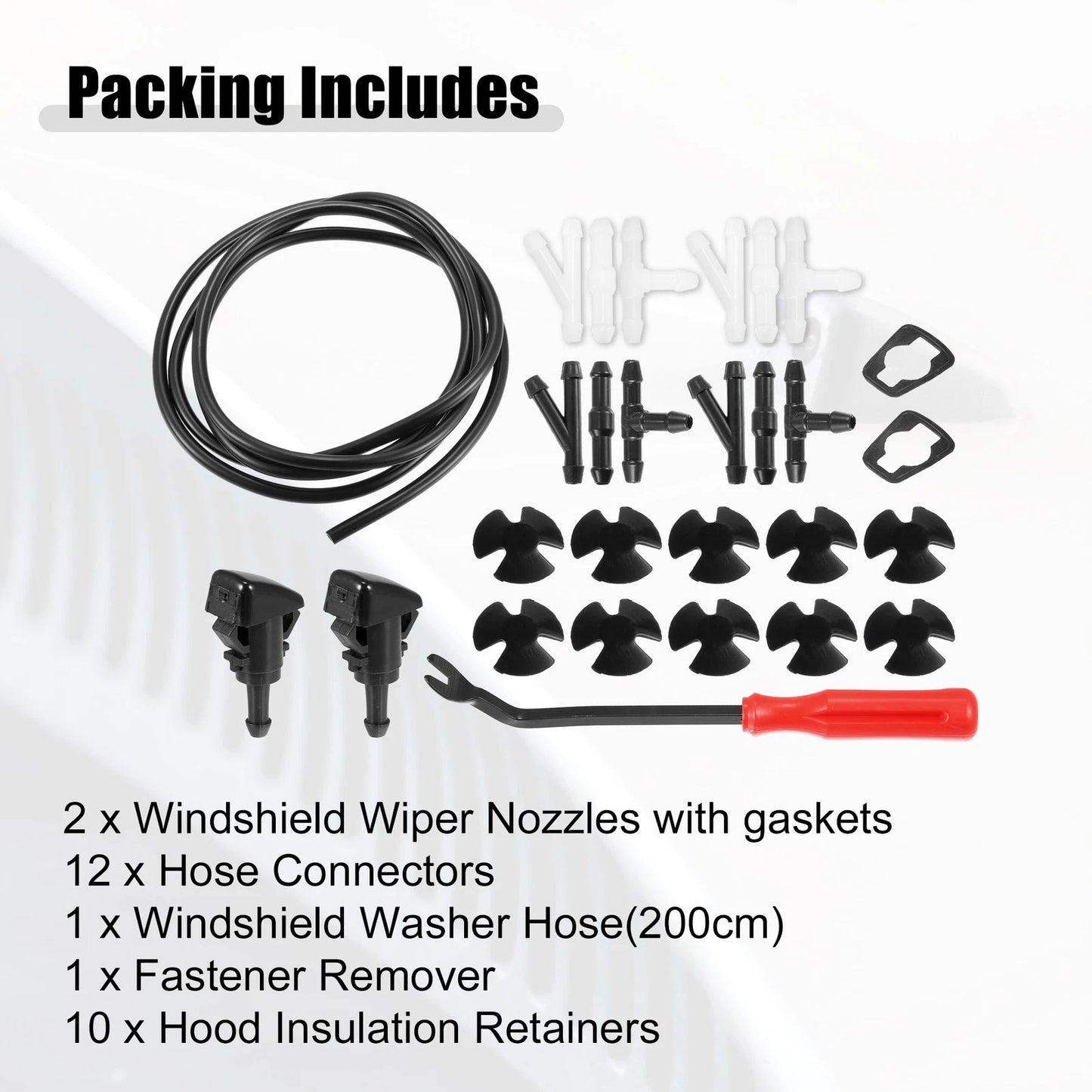 Front Windshield Washer Nozzle Kit for Jeep Grand with 2M Hose
