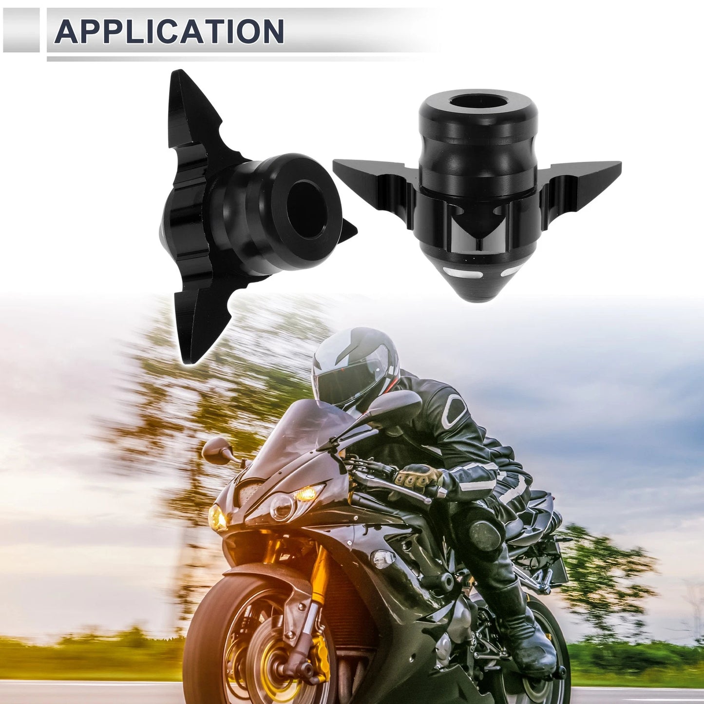 0.59" Aluminum Alloy Plastic Motorcycle Slider Frame 2 Pcs Black for Make Model