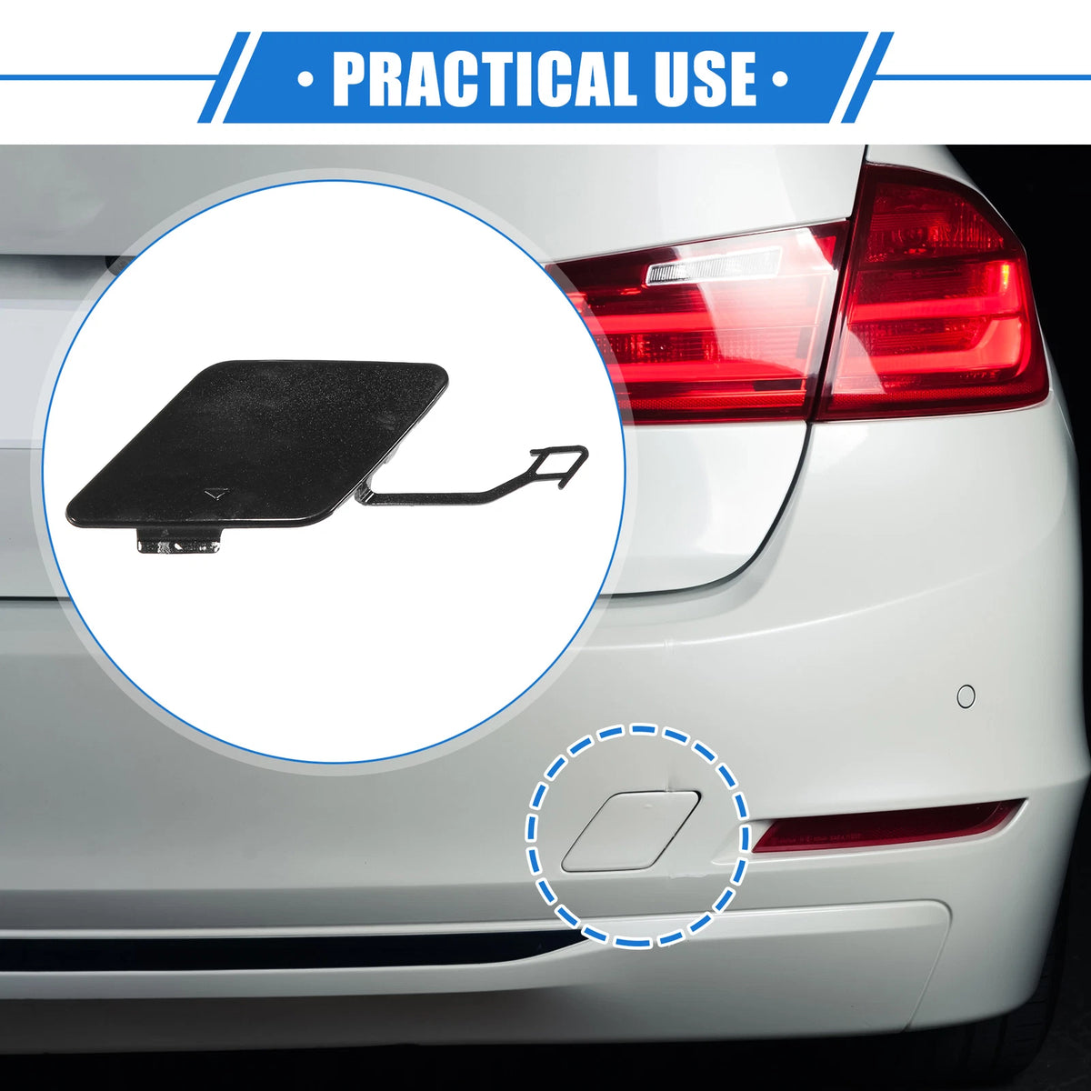 Rear Bumper Tow Hook Eye Hole Cover for BMW 3 F30 (2012-2015) Black