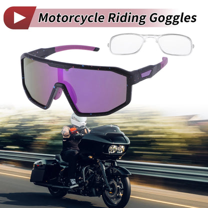 Motorcycle Riding Goggles Purple Lens Black Red Blue Purple Spot Frame