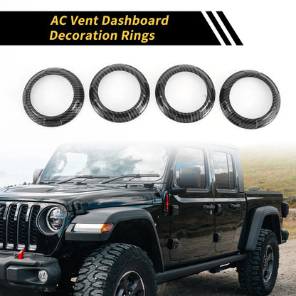 AC Vent Dashboard Decoration Rings for Jeep Wrangler JK JKU (2011-2017) Black