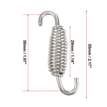 4 x Motorcycle Muffler Exhaust Pipe Spring 2.17" Silver Tone for Universal