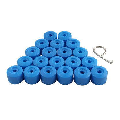 17mm Blue Wheel Lug Nut Bolt Cover Caps for Volkswagen Golf, Passat, Beetle