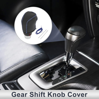 Gear Shift Knob Cover for Toyota Camry 2019-2022 Black Blue Faux Leather