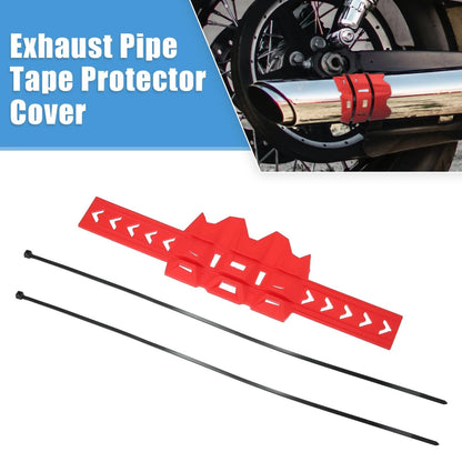 End Heat Shield Guard for Universal Motorcycle Exhaust Pipe with Cable Tie Red