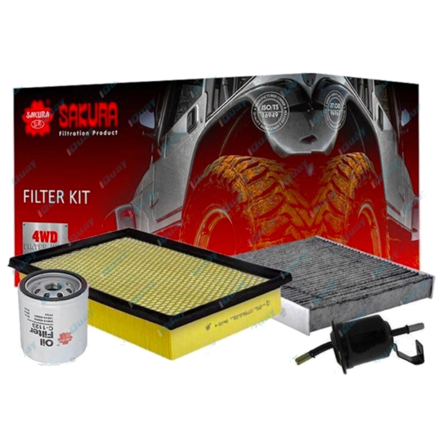 Oil Air Fuel Cabin Filter Service Kit for Hilux TGN121 2.7L 4cyl (2015-2019)